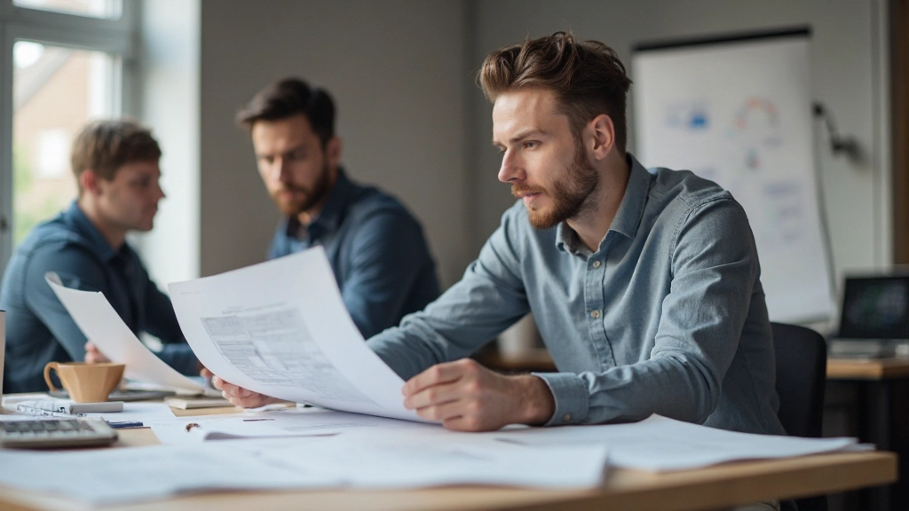 Designer reviewing design system components and style guide documentation