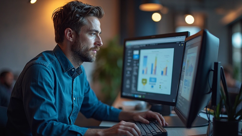 UX researcher analyzing user behavior data on multiple screens