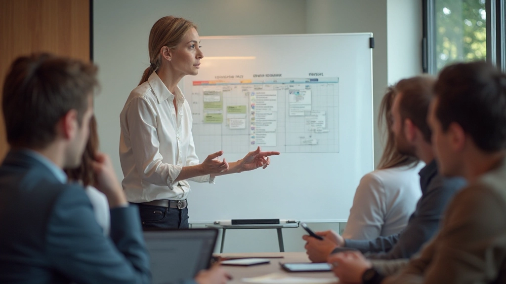 Team members discussing project timeline strategy in collaborative design workshop environment